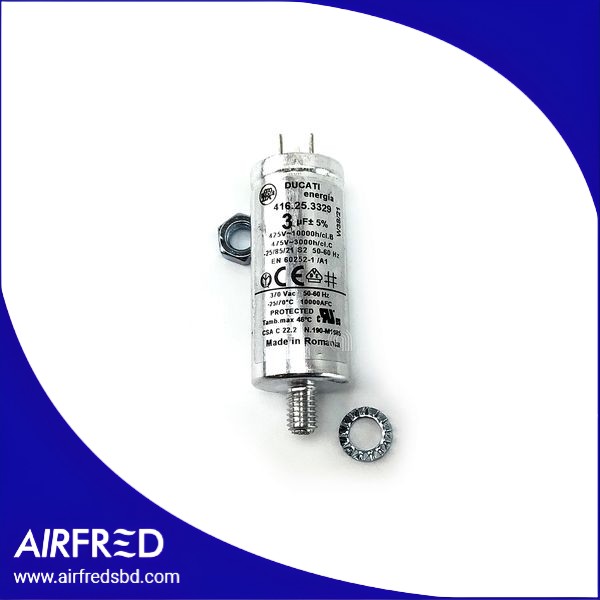 Capacitor metálico 3µF para lavavajillas, código 00230047