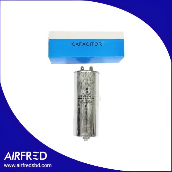 Capacitor metálico 60 µF para lavadora, componente electrónico