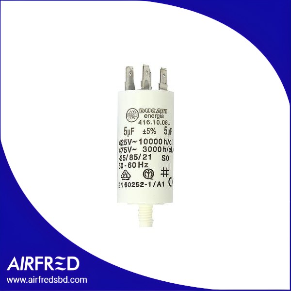 Condensador de 5µF para lavadora, repuesto OEM.