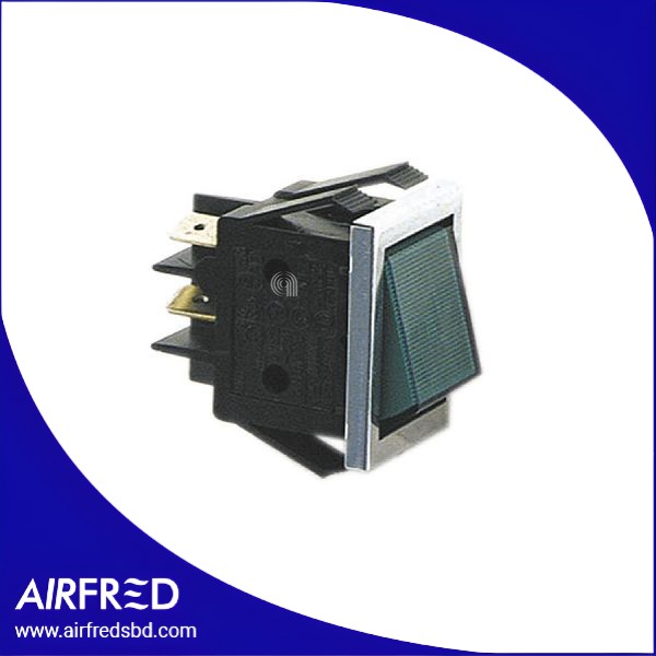 Interruptor bipolar para pequeños electrodomésticos, verde con marco inoxidable