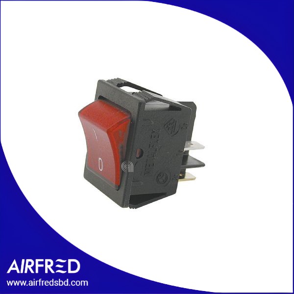 Interruptor bipolar iluminado en rojo para pequeños electrodomésticos.