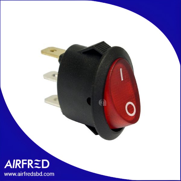 Interruptor unipolar luminoso, 3 contactos, Faston 4,8 mm, 20,4 x 13,6 mm. SKU 00815397