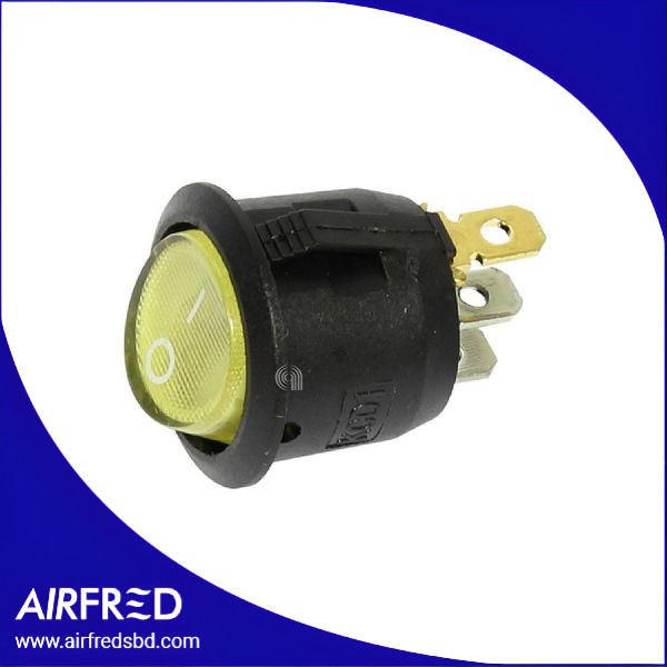 Interruptor luminoso unipolar de 3 contactos, amarillo, para pequeños electrodomésticos