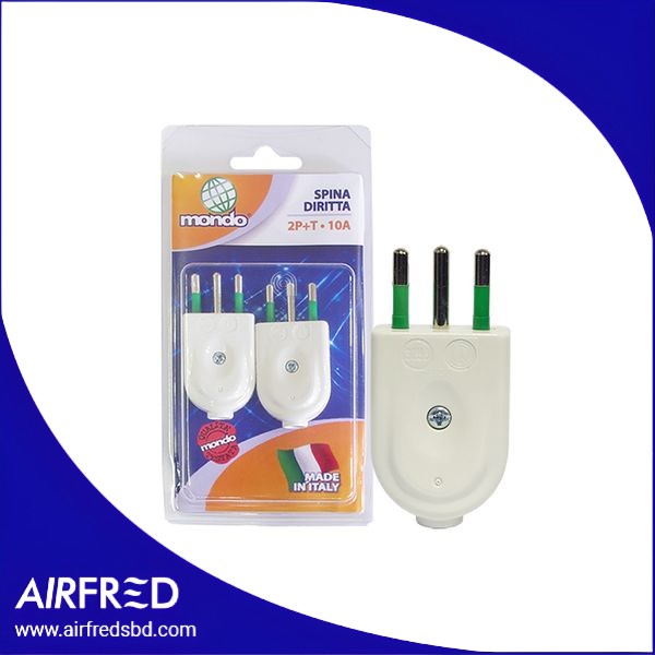 Conector spina diritta italiana 2P+T 10A, blanco, 2 piezas