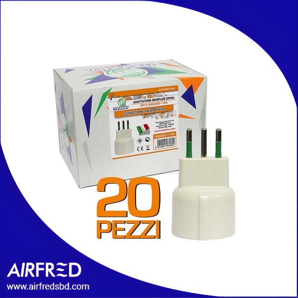 Conjunto de 20 adaptadores Schuko e italiano 2P+T 10A