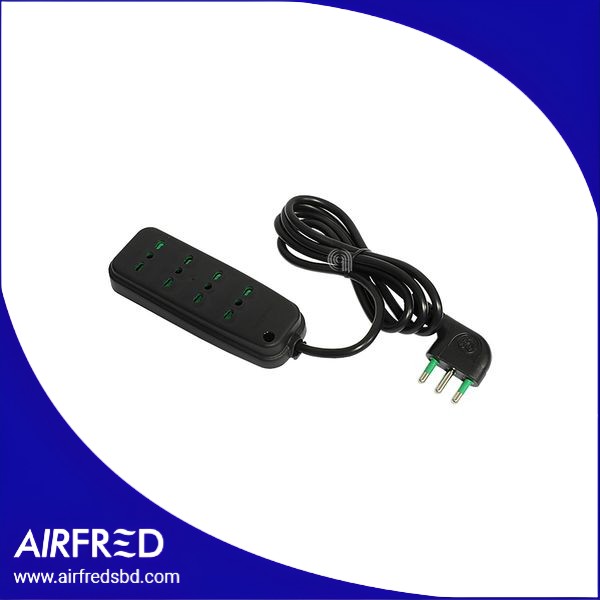 Multipresa eléctrica negra con 4 tomas 2P+T 16A y cable de 1,5 m