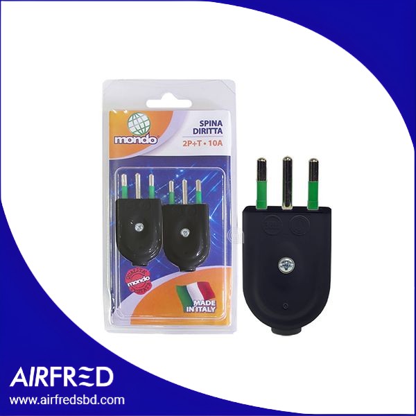 Conector spina italiana 2P+T 10A negro 55301362