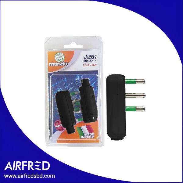 Conector spina 16A 2P+T negro