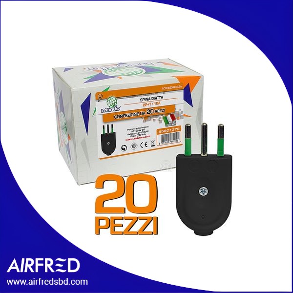 Conjunto de conectores eléctricos negros 2P+T, 20 piezas, 10A