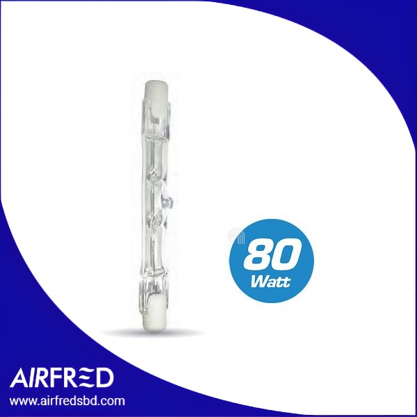 Lámpara halógena lineal con base R7S, 78 mm, 80 W.