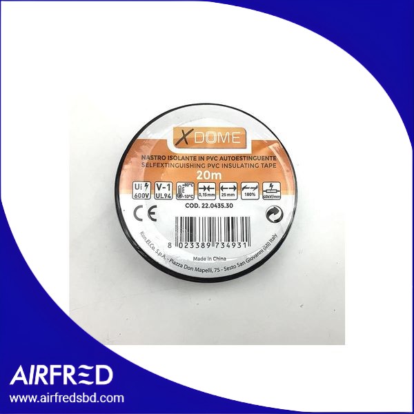 Cinta aislante negra 20 m, código 55501031