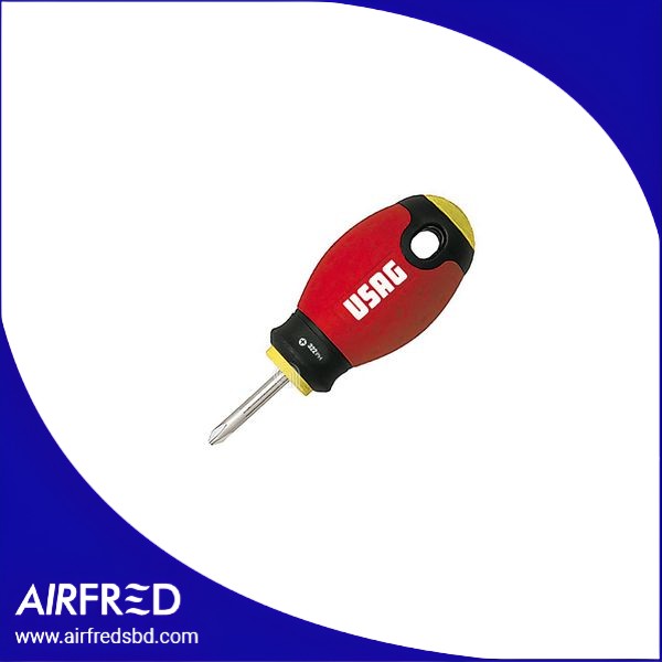 Destornillador corto con cabeza cruz PHILLIPS y mango bimaterial