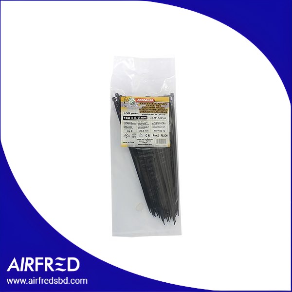 Fascetas de nylon 6,6 negras 160x2,5 mm (100 uds)