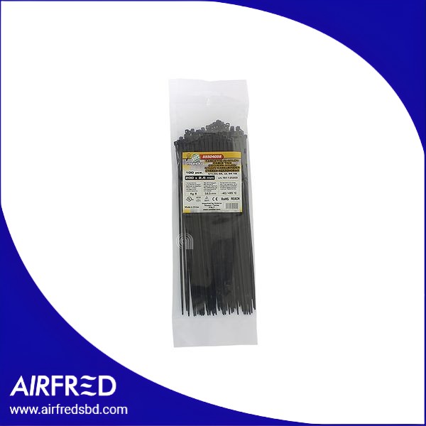 Bridas de nylon PA66 negras 200×2,5 mm - SKU 55504058