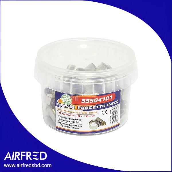 Conjunto de abrazaderas de acero inoxidable 8-12 mm, 25 piezas