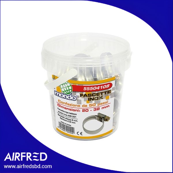 Conjunto de fascetas de acero inoxidable 20-32 mm, 50 uds. SKU 55504108