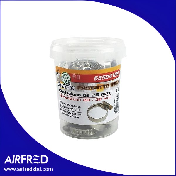 Fascetta de acero inoxidable 20–32 mm, set de 25 piezas, SKU 55504109