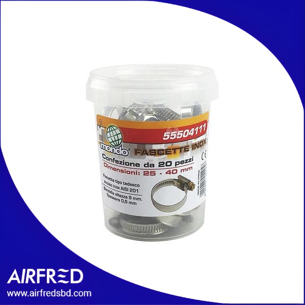 Conjunto de fascetas de acero inoxidable 25-40 mm 20 piezas SKU 55504111