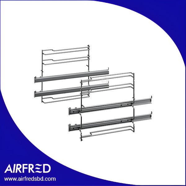 Riel telescópico para horno con extensión de 2 pliegues