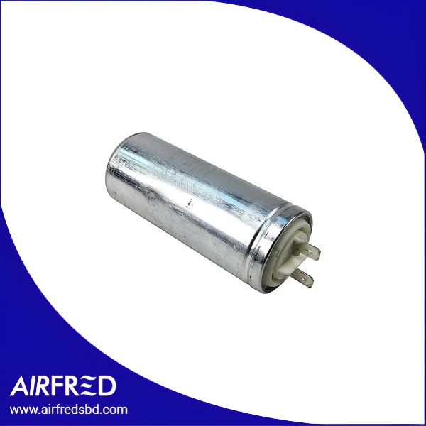 Condensador metálico de 18µF para secadora, componente eléctrico.