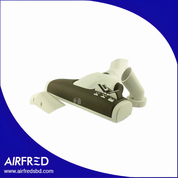 Cepillo combinado para aspiradora, gris y blanco.